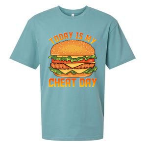 Funny Today Is My Cheat Day Burger Cheeseburger Hamburger Funny Gift Sueded Cloud Jersey T-Shirt