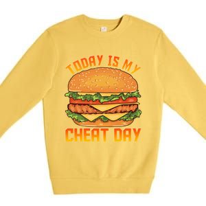 Funny Today Is My Cheat Day Burger Cheeseburger Hamburger Gift Premium Crewneck Sweatshirt