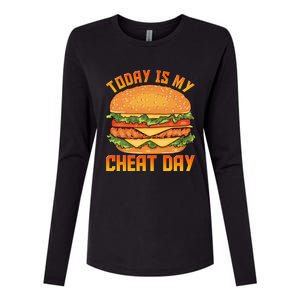 Funny Today Is My Cheat Day Burger Cheeseburger Hamburger Gift Womens Cotton Relaxed Long Sleeve T-Shirt