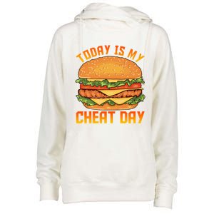 Funny Today Is My Cheat Day Burger Cheeseburger Hamburger Gift Womens Funnel Neck Pullover Hood