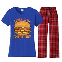 Funny Today Is My Cheat Day Burger Cheeseburger Hamburger Gift Women's Flannel Pajama Set