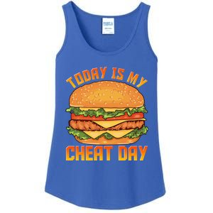 Funny Today Is My Cheat Day Burger Cheeseburger Hamburger Gift Ladies Essential Tank