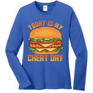 Funny Today Is My Cheat Day Burger Cheeseburger Hamburger Gift Ladies Long Sleeve Shirt