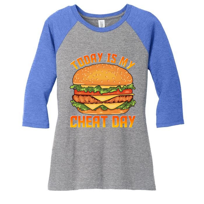 Funny Today Is My Cheat Day Burger Cheeseburger Hamburger Gift Women's Tri-Blend 3/4-Sleeve Raglan Shirt