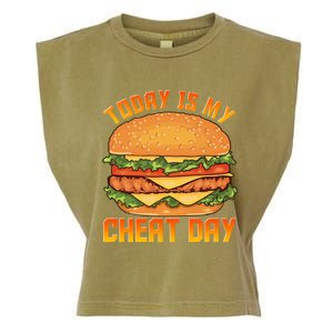 Funny Today Is My Cheat Day Burger Cheeseburger Hamburger Gift Garment-Dyed Women's Muscle Tee