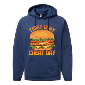 Funny Today Is My Cheat Day Burger Cheeseburger Hamburger Gift Performance Fleece Hoodie