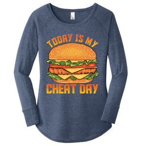 Funny Today Is My Cheat Day Burger Cheeseburger Hamburger Gift Women's Perfect Tri Tunic Long Sleeve Shirt