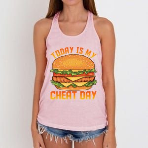 Funny Today Is My Cheat Day Burger Cheeseburger Hamburger Gift Women's Knotted Racerback Tank