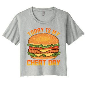 Funny Today Is My Cheat Day Burger Cheeseburger Hamburger Gift Women's Crop Top Tee