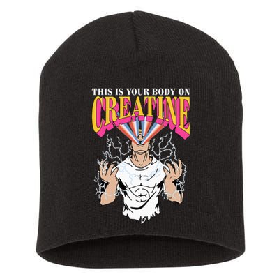 Funny This Is Your Body On Creatine Short Acrylic Beanie