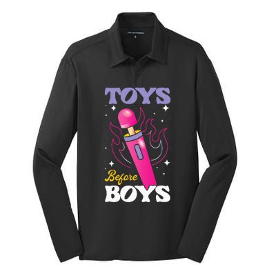 Funny Toy In Front Of Humour For Adults Silk Touch Performance Long Sleeve Polo