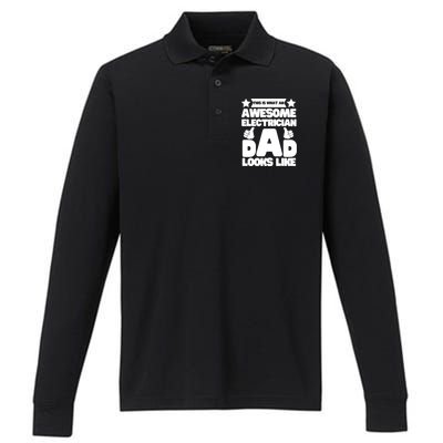 Funny This Is What An Awesome Electrician Dad Looks Like Performance Long Sleeve Polo