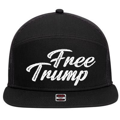 Free Trump Indictment Support Donald Trump 7 Panel Mesh Trucker Snapback Hat