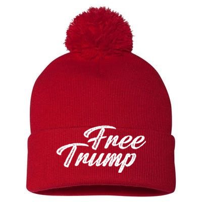 Free Trump Indictment Support Donald Trump Pom Pom 12in Knit Beanie