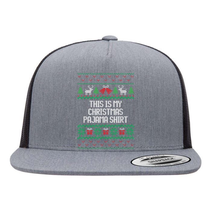 Funny This Is My Christmas Pajama Flat Bill Trucker Hat