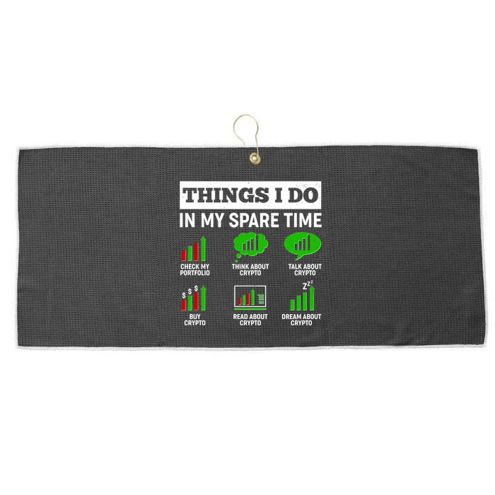 Funny Things I Do In My Spare Time Crypto Currency Large Microfiber Waffle Golf Towel