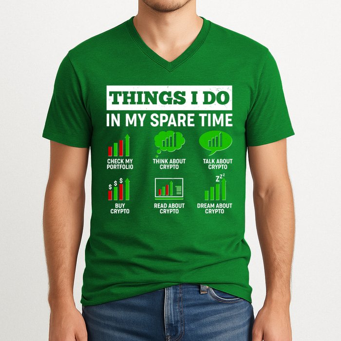 Funny Things I Do In My Spare Time Crypto Currency V-Neck T-Shirt