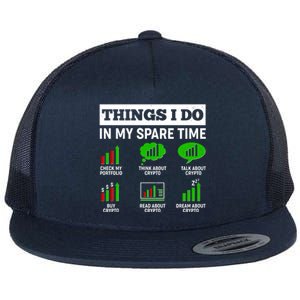 Funny Things I Do In My Spare Time Crypto Currency Flat Bill Trucker Hat