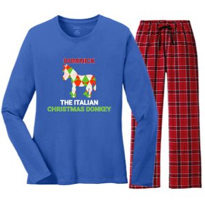 Funny The Italian Christmas Donkey Dominick The Donkey Gift Women's Long Sleeve Flannel Pajama Set 