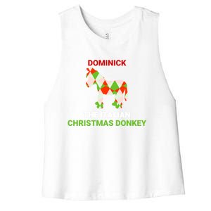 Funny The Italian Christmas Donkey Dominick The Donkey Gift Women's Racerback Cropped Tank