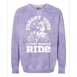 Forget Toys I Just Wanna Ride Dirt Bike Rider Boys Motocross Colorblast Crewneck Sweatshirt