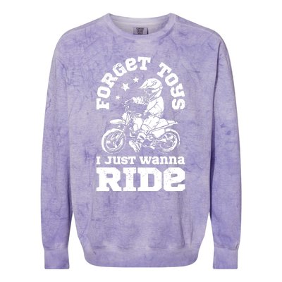 Forget Toys I Just Wanna Ride Dirt Bike Rider Boys Motocross Colorblast Crewneck Sweatshirt