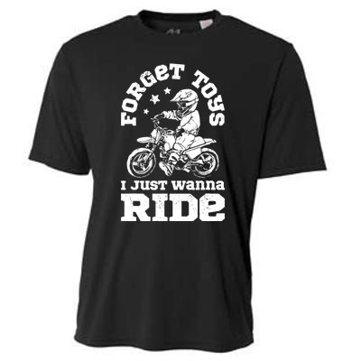 Forget Toys I Just Wanna Ride Dirt Bike Rider Boys Motocross Cooling Performance Crew T-Shirt