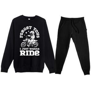 Forget Toys I Just Wanna Ride Dirt Bike Rider Boys Motocross Premium Crewneck Sweatsuit Set