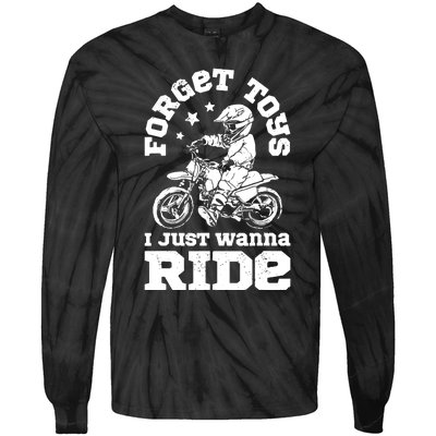 Forget Toys I Just Wanna Ride Dirt Bike Rider Boys Motocross Tie-Dye Long Sleeve Shirt