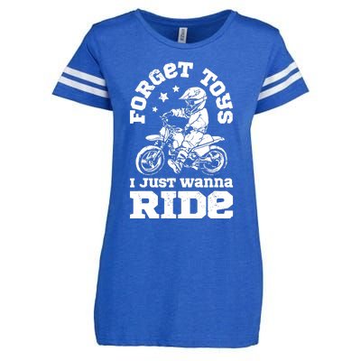 Forget Toys I Just Wanna Ride Dirt Bike Rider Boys Motocross Enza Ladies Jersey Football T-Shirt