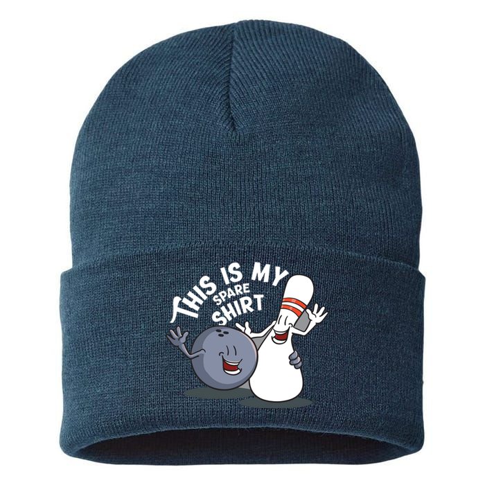 Funny This Is My Spare Bowling Game Gift For Men Women Sustainable Knit Beanie