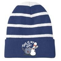 Funny This Is My Spare Bowling Game Gift For Men Women Striped Beanie with Solid Band