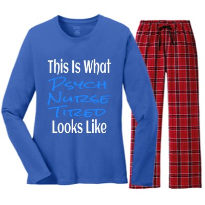 Funny This Is What Psych Nurse Tired Looks Like Nursing Gift Women's Long Sleeve Flannel Pajama Set 