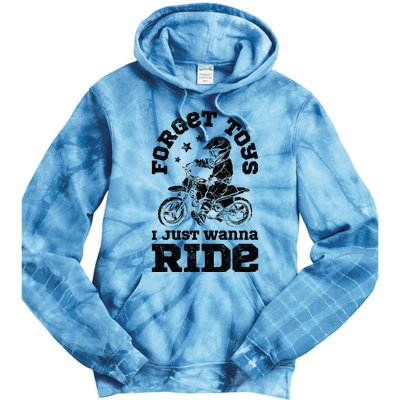 Forget Toys I Just Wanna Ride Dirt Bike Rider Motocross Tie Dye Hoodie