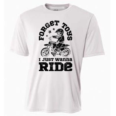 Forget Toys I Just Wanna Ride Dirt Bike Rider Motocross Cooling Performance Crew T-Shirt