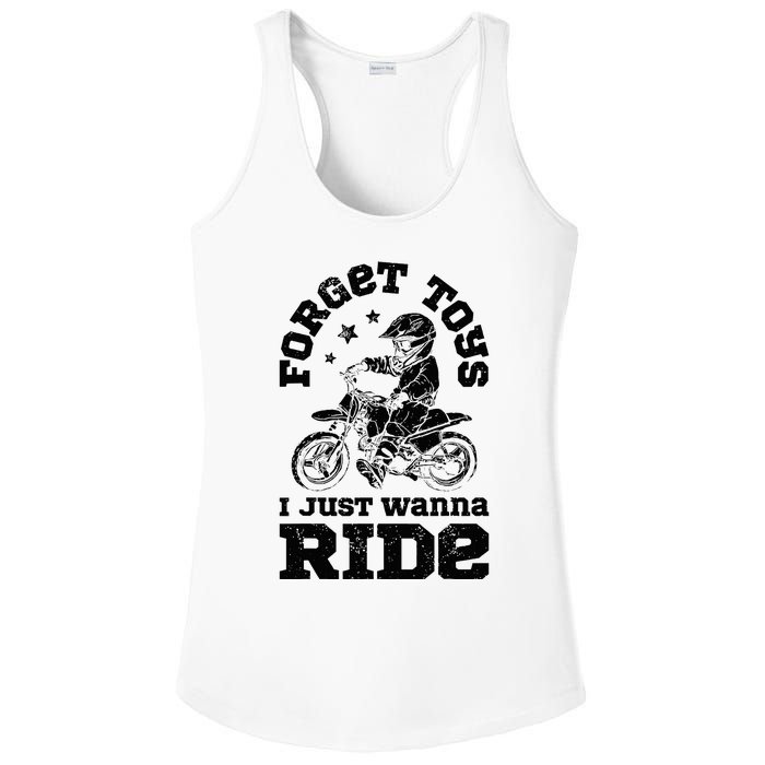 Forget Toys I Just Wanna Ride Dirt Bike Rider Motocross Ladies PosiCharge Competitor Racerback Tank