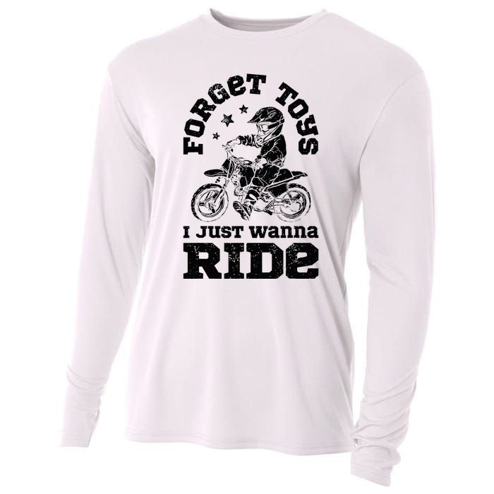 Forget Toys I Just Wanna Ride Dirt Bike Rider Motocross Cooling Performance Long Sleeve Crew