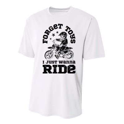 Forget Toys I Just Wanna Ride Dirt Bike Rider Motocross Performance Sprint T-Shirt