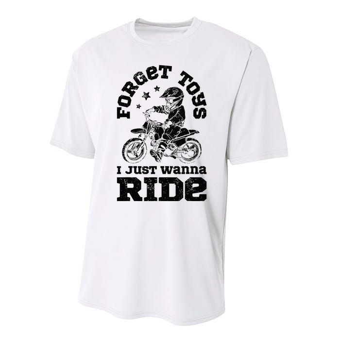 Forget Toys I Just Wanna Ride Dirt Bike Rider Motocross Performance Sprint T-Shirt