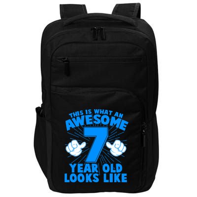 Funny This Is What An Awesome 7 Year Old Looks Like Birthday Impact Tech Backpack