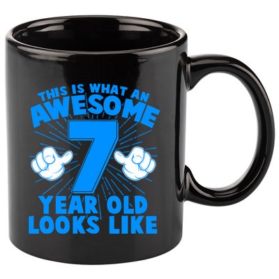 Funny This Is What An Awesome 7 Year Old Looks Like Birthday 11oz C Handle Ceramic Mug
