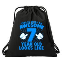 Funny This Is What An Awesome 7 Year Old Looks Like Birthday Drawstring Bag