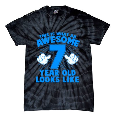 Funny This Is What An Awesome 7 Year Old Looks Like Birthday Tie-Dye T-Shirt
