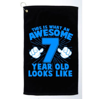 Funny This Is What An Awesome 7 Year Old Looks Like Birthday Golf Towel