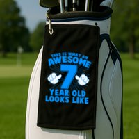Funny This Is What An Awesome 7 Year Old Looks Like Birthday Golf Towel