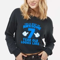 Funny This Is What An Awesome 7 Year Old Looks Like Birthday Cropped Pullover Crew