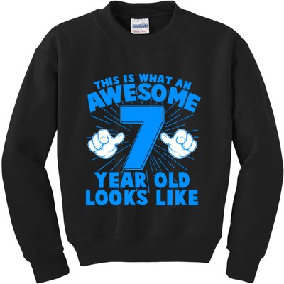 Funny This Is What An Awesome 7 Year Old Looks Like Birthday Kids Sweatshirt
