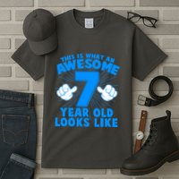 Funny This Is What An Awesome 7 Year Old Looks Like Birthday Tall T-Shirt