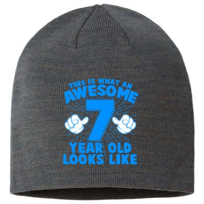 Funny This Is What An Awesome 7 Year Old Looks Like Birthday Sustainable Beanie