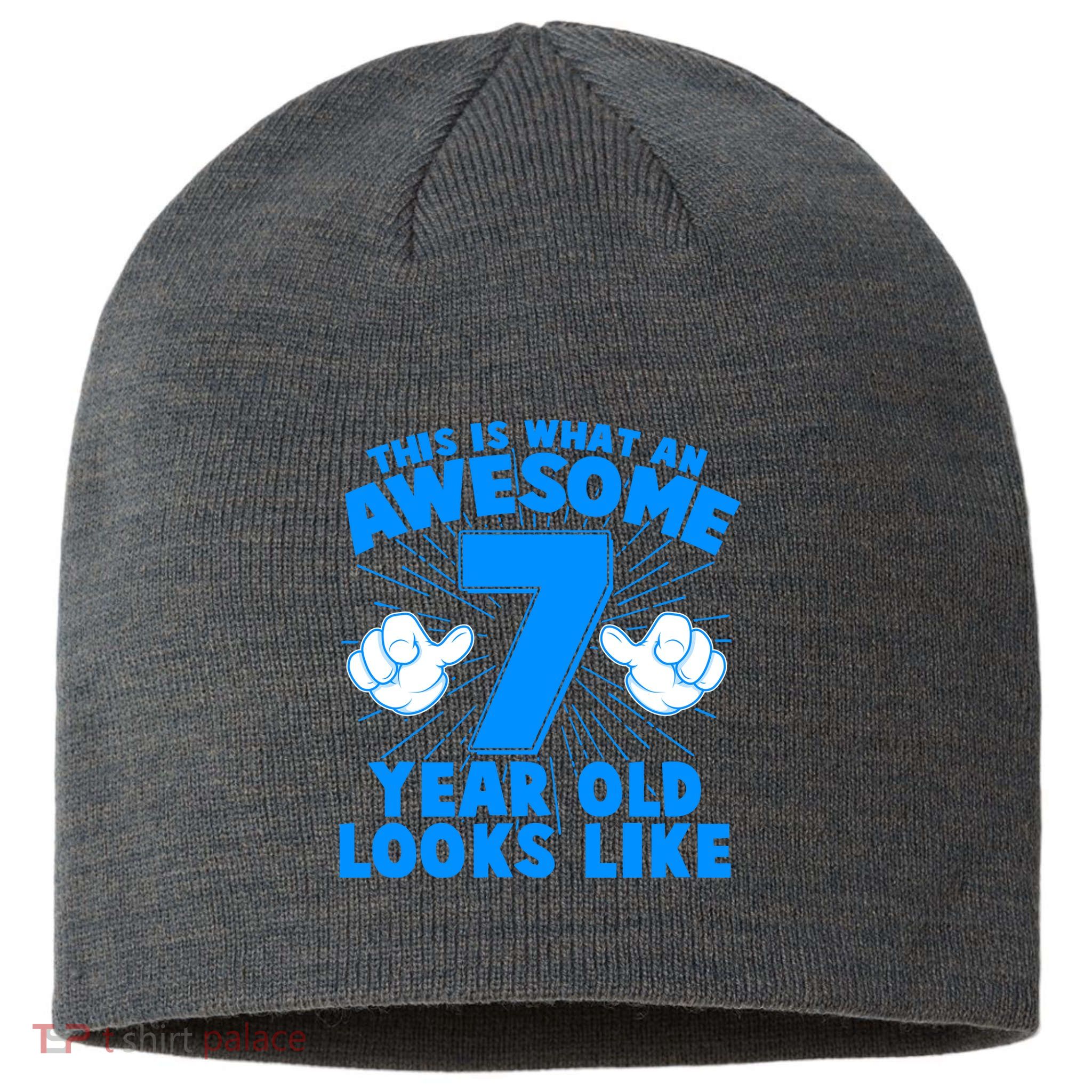 Funny This Is What An Awesome 7 Year Old Looks Like Birthday Sustainable Beanie